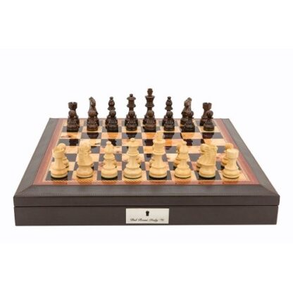 Dal Rossi Italy Chess Set - Walnut Finish, PU Leather Edge, 40cm - Image 2