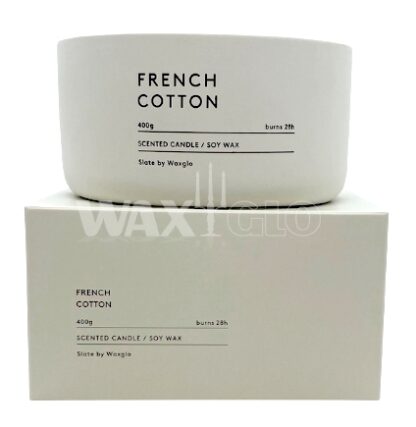 Soy Wax Candle in Slate Vessel : French Cotton, 400g - Image 2