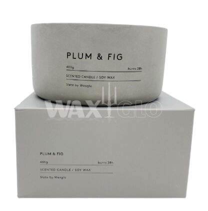 Soy Wax Candle in Slate Vessel : Plum & Fig, 400g - Image 2