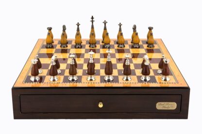 Dal Rossi Italy Chess Set - Walnut Finish with Staunton Metal/Wood Chessmen, 45cm - Image 2