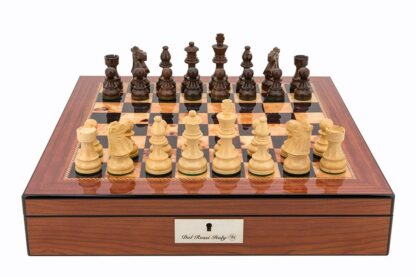 Dal Rossi Italy Chess Set - Walnut Finish, Chess Box with Compartments, 40cm - Image 2