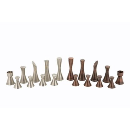 Dal Rossi Italy Chess Set - Contemporary Metal Chess Pieces on Walnut Finish Chess Box with compartments, 40cm - Image 4