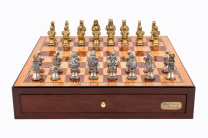 Dal Rossi Italy Chess Set - Medieval Warriors Resin Chessmen on Red Mahogany Chess Box, 45cm - Image 2