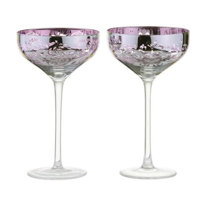 Artland Filigree Champagne Saucers, Lilac, Set of 2 - Image 2