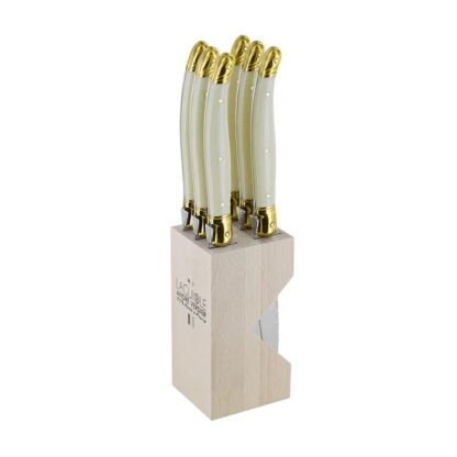 Verdier Knife Block Set: Ivory & Brass - Image 2