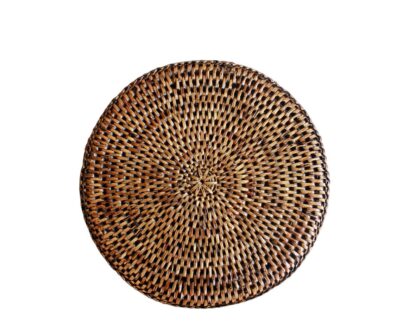 Rattan Placemat, Round, Brown, 20cm - Image 2