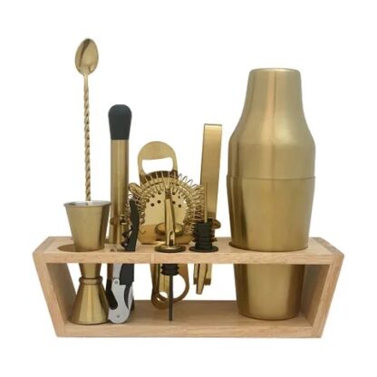 Spunglo Bar Tool Set & Stand, Gold, 11 Piece - Image 2