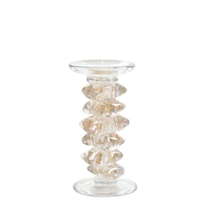 Candle Holder, Golden Glass Candlestick, Small - Image 3