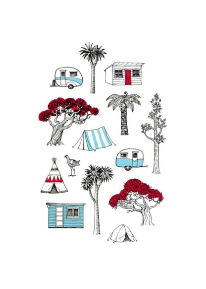 Wolfkamp & Stone Tea Towel, Happy Campers, Set of 2 - Image 2