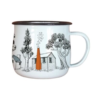 Wolfkamp & Stone Enamel Mugs, Back Country Huts, Set of 2 - Image 3