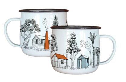 Wolfkamp & Stone Enamel Mugs, Back Country Huts, Set of 2 - Image 2