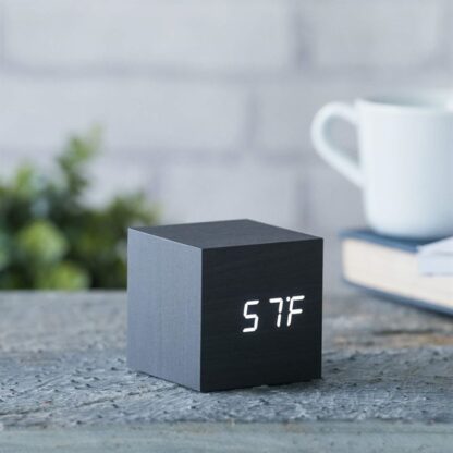 Gingko Cube Click Clock, Black with White LED - Image 3