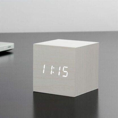 Gingko Cube Click Clock, White with White LED - Image 5