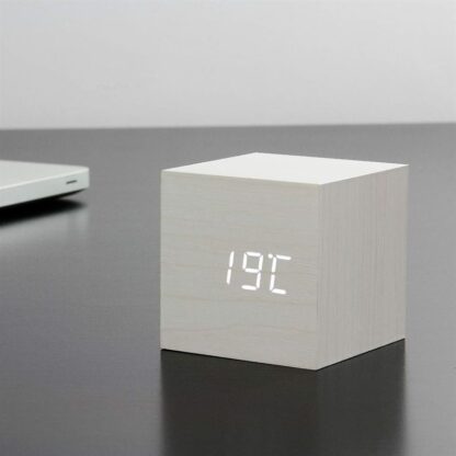 Gingko Cube Click Clock, White with White LED - Image 4